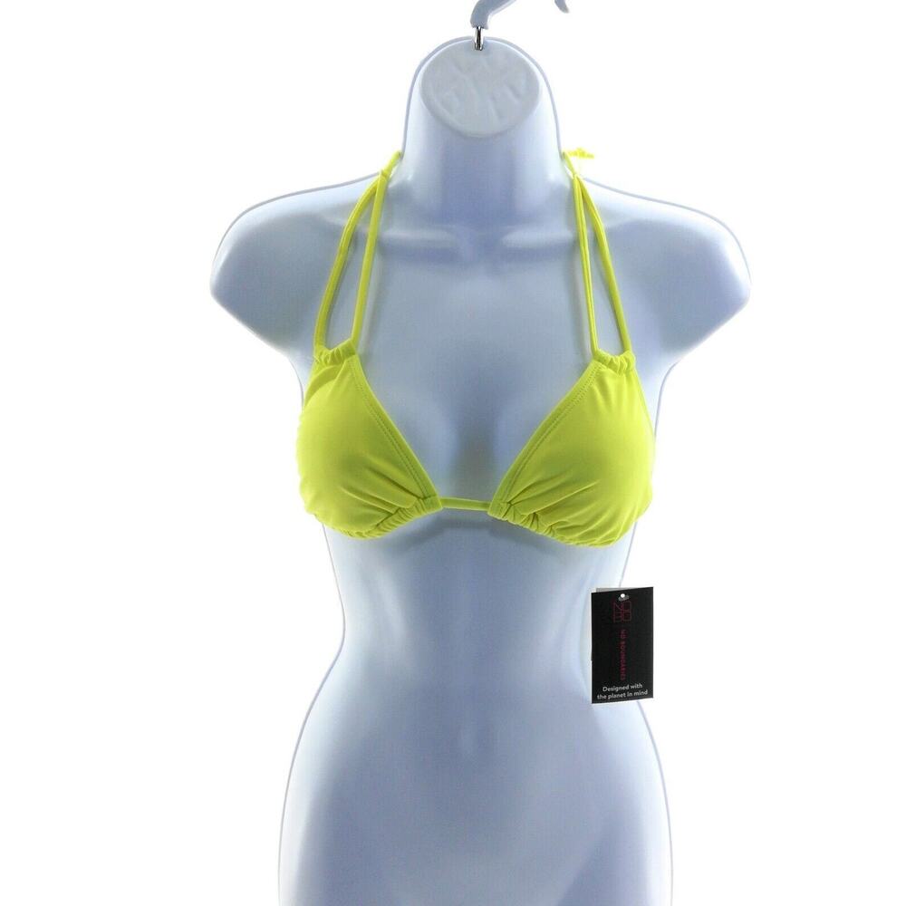 No Boundaries Yellow Basic Halter Tie Neck and Back Swim Top Size Medium